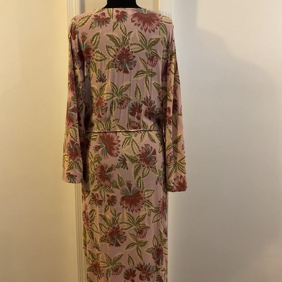🩶 Faithfull The Brand Pink Floral 3/4 Sleeve Maxi Dress Size 4 - Picture 6 of 7